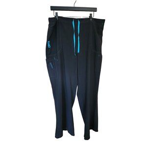 Carhartt Womens 2XL P Black Scrub Pants With Blue Accents & Multiple Pockets